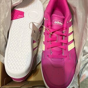 Adidas Women's Fuchsia and White Sneakers